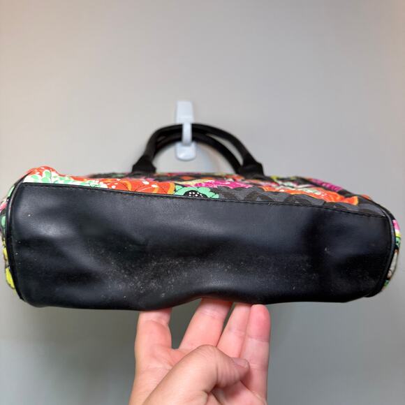 Vintage Vera Bradley Ziggy Zinnia Floral Print Leather Handle Shoulder Bag Purse - Picture 3 of 9